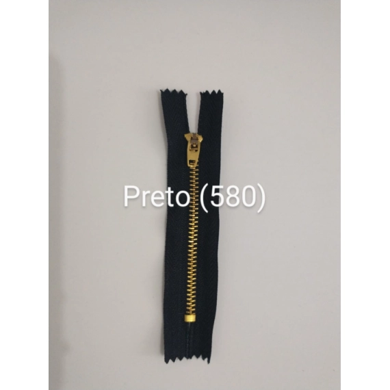 Zíper Metal Dourado Jeans - Cursor Automático - Preto