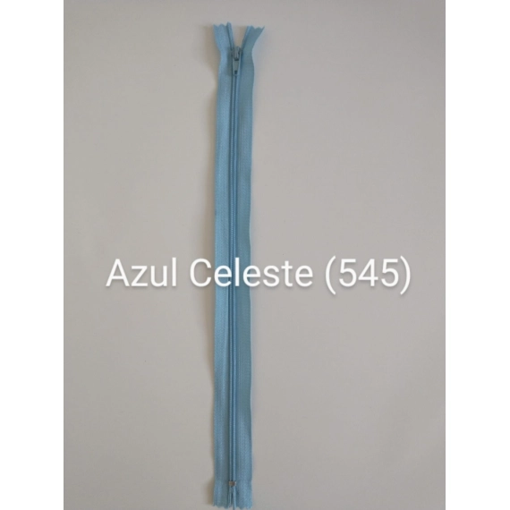 Zíper Nylon Fino Fixo - Cursor Automático - Azul Celeste 