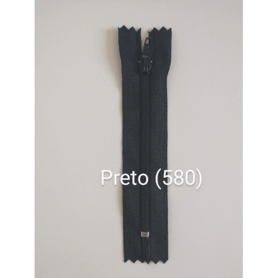 Zíper Nylon Fino Fixo - Cursor Automático - Preto