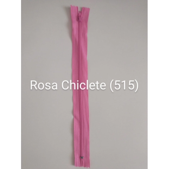 Zíper Nylon Fino Fixo - Cursor Automático - Rosa Chiclete 