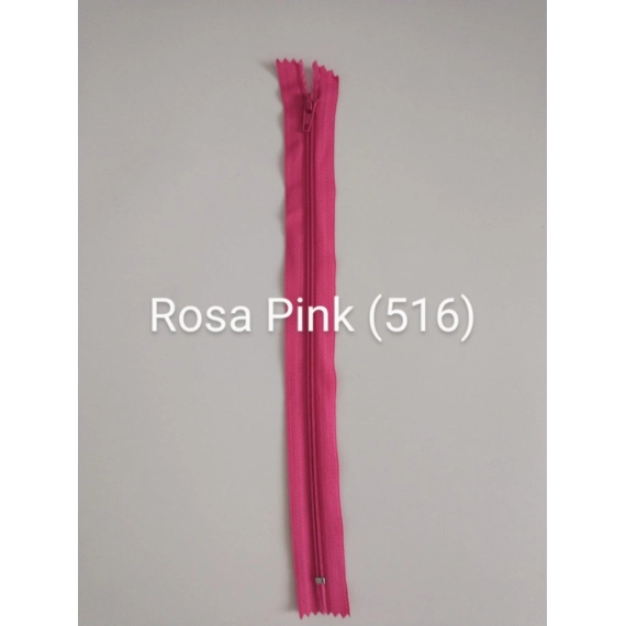 Zíper Nylon Fino Fixo - Cursor Automático - Rosa Pink