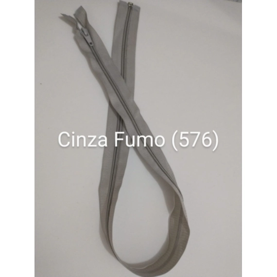 Zíper Separável Nylon – 5mm - Cursor Automático - Cinza Fumo