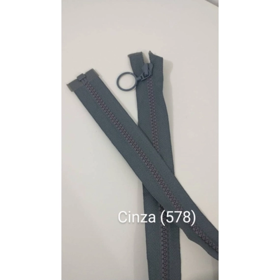 Zíper Vislon Separável 6mm - Cursor Argola - Cinza