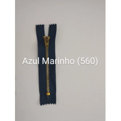 Zíper Metal Dourado Jeans - Cursor Automático - Azul Marinho