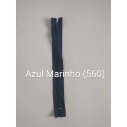 Zíper Nylon Fino Fixo - Cursor Automático - Azul Marinho 