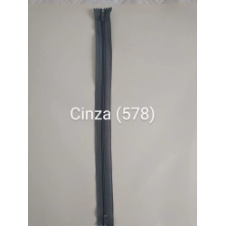 Zíper Nylon Fino Fixo - Cursor Automático - Cinza