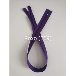 Zíper Nylon Fino Fixo - Cursor Automático - Roxo